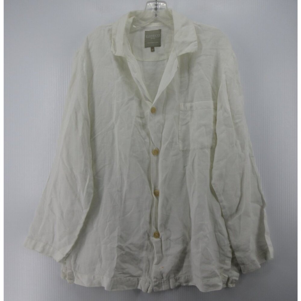 Libeco Top Medium Linen Home Sleep Shirt Pajamas Button Up Lounge *